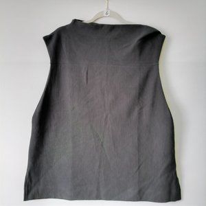 GSTQ Womens Black Sleeveless Asymmetric-Neck Rib Top Plus Size XXL